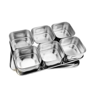 Stainless steel spice jar square set FT-02707