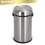 Standard size stainless steel garbage bin with push cover