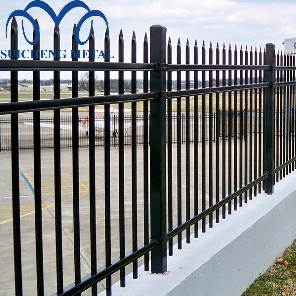 steel galvanized welded palisade fencing/black galvanized steel fixed flush top fence