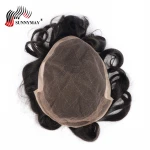 Sunnymay human hair natural color toupee , men wig ,Hair Replacement Men Toupee
