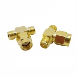 T Type RP SMA Male to 2 Dual RP SMA Female Triple RF Coaxial Antenna Adapter 3 way Splitter 1M2F Connector