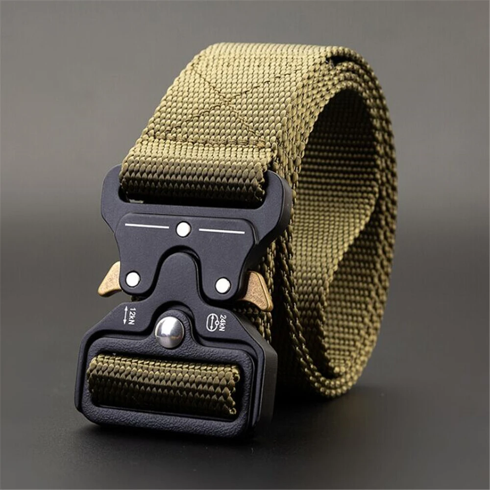 Tactical Army Men&#x27;s Belt Military Nylon Outdoor Police Heavy Duty Training Hunting Combat Belt