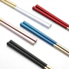 Titanium Gold With Colorful Handle 304 Stainless Steel Square Chopsticks Metal Chopsticks
