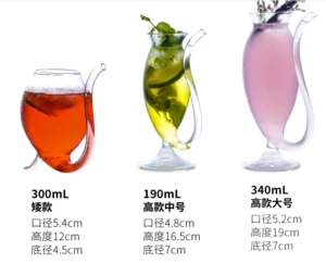 transparent High borosilicate vampire cocktail sparkling goblet milk water wine juice Lead free glass straw mug filter cup