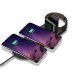 Travel Friend 3 in 1 Qi Wireless Charging Pad Station 10W Fast Charger Mat Portable Wireless Charge for Apple Watch & Cell Phone