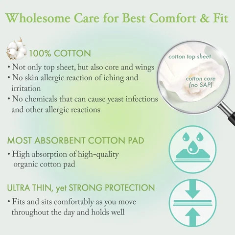 Ultra-thin Sanitary Napkin for Night Use Silky and Breathable Daily for Women Sanitary Pads Organic Cotton Women Monthly Period