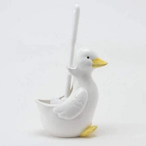 Unique Novelty Decorative Cat Design PP Plastic Polyresin Porcelain Ceramic Duck Toilet Brush Holder for Bathroom Sanitary Ware