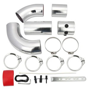 Universal 3 Inch Aluminium Air Intake Filter Pipe Turbo Engine Intercooler Piping With Silicone Hose and Clamps 5PCS