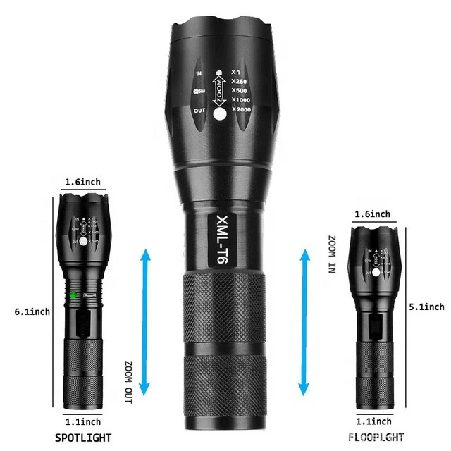 USB Rechargeable Torch XML T6 Light LED Super Bright  Tactical Zoom Flashlight