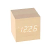 USB/AAA Powered voice controlled Multifunctional cube wooden digital LED desk clock