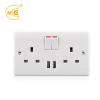 Wenzhou USB outlet 2 gang plug socket electrical wall switch