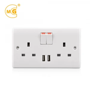 Wenzhou USB outlet 2 gang plug socket electrical wall switch