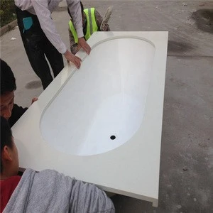 White acrylic stone home bathtub with armrests wholesale price