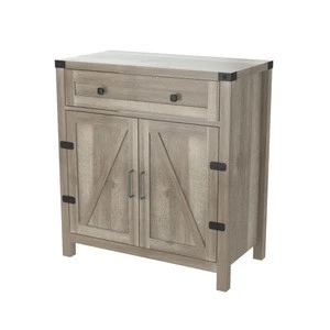 White Rustic Oak Accent home furniture Farmhouse Bare Wood Style Side Storage Cabinet