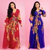 Wholesale Bohemia Woman Casual Dress Plus Size African Style V Neck Floral Print Chiffon Maxi Dresses Clothing Women Summer 2020