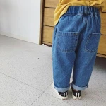 Wholesale button tight casual denim jeans loose boys kids harem pants