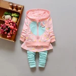 Wholesale Children Korean Boutique Clothing Kid Quilted 3 Pieces Jacket And Pant Set