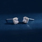Wholesale Earrings Jewelry Rhodium Plated Cubic Zirconia Square Stud Earring 925 Sterling Silver Fine jewelry Earrings