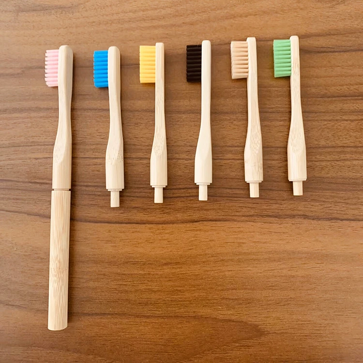 Wholesale eco toothbrush bamboo heads detachable vegan bamboo toothbrush