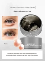 Wholesale lanbena hyaluronic vitamin c retinol rose gold black pearl eye mask hydra-gel eye patches