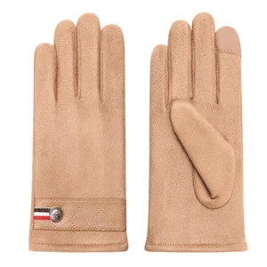 Wholesale male winter cold-proof biker suede fabric gloves