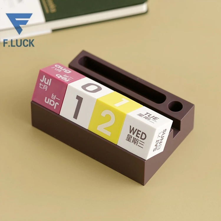 Wholesale New Desk Perpetual Calendar With Pen Holder,Blocks Calendar