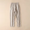 Wholesale pure linen high waist womens casual pencil trousers linen pants