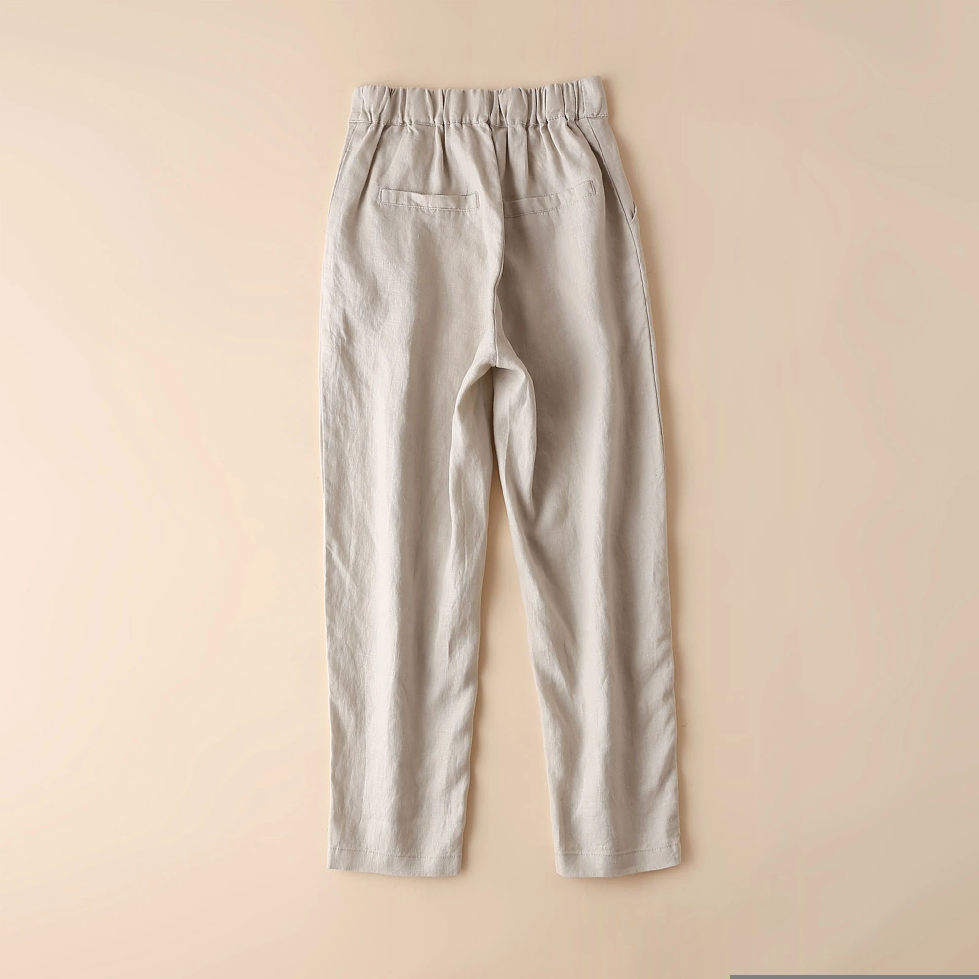Wholesale pure linen high waist womens casual pencil trousers linen pants