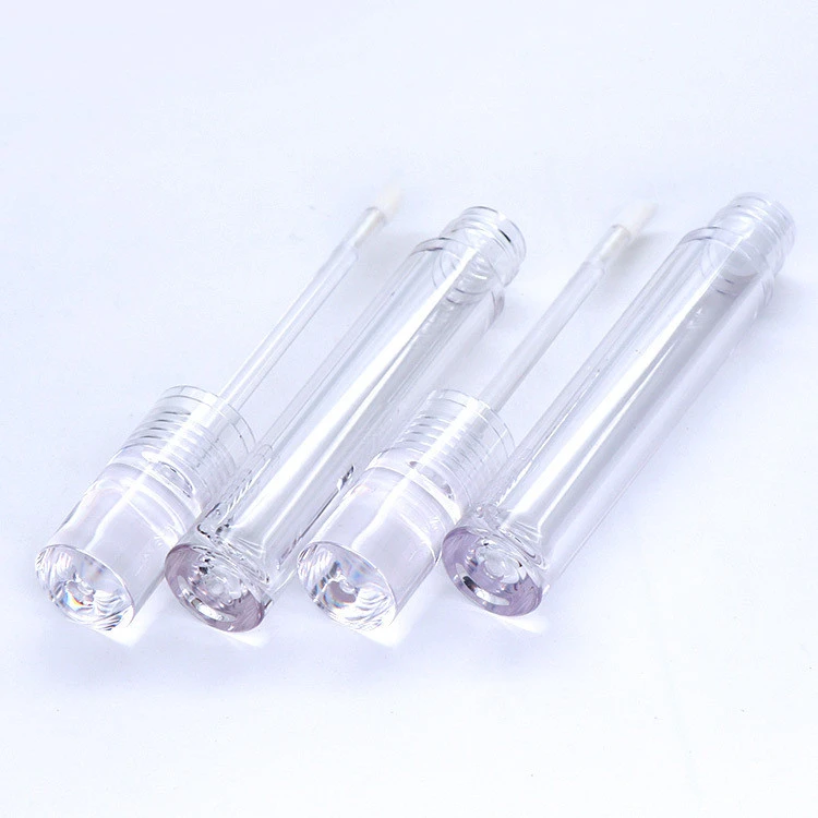 Wholesale Round Transparent Lipgloss Tube Packaging , Empty Lipgloss Tube