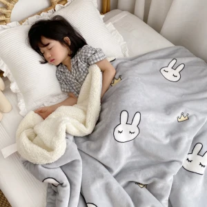 Winter Thickened Double Printed Flannel+White Sherpa Baby Blanket Quilt Manufacturer