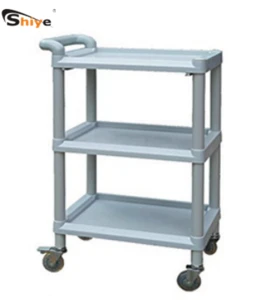 WMTC-1935 Factory  price ABS plastic material 3 layers medical treatment trolley cart medical nursing trolley with drawers
