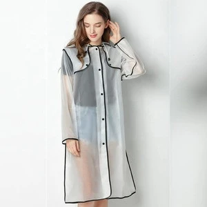 Women EVA Reusable physical protection Raincoats Waterproof Long Hooded Raincoat Keep Away From Droplets