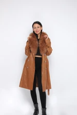 women leather jackets motorcycle jacket with real lamb detachable fox fur collar leather leather jacket women 2021