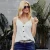 Import Women summer white solid loose tank thin shoulder strap button decoration tops bulk from China
