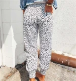 Womens Soft Casual Drawstring Tie Elastic Waist Loose Jogger leopard Pants with Pockets