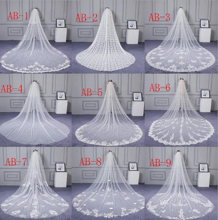 Women&#x27;s Appliques Tulle Bridal Wedding Veil With Comb
