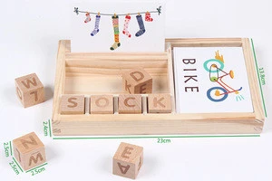 Wood Spelling Words Game Kids Early Educational Toys for Children Learning Wooden Toys Montessori Education Toy