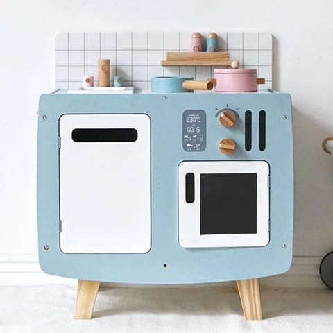 Wooden Kids Toys Nordic Style Cooking Hand Made Retro Style Pretend Play Wooden Children Kitchen Toys Set Other Furniture Toys