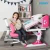 Wooden multi-functional childrens study table with adjustable height