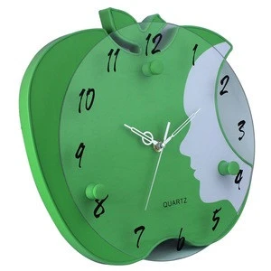 World time clock fashion creative wall clock apple shape
