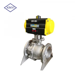 XinYi Corrosion and high temperature resistance pneumatic operated  actuator flange ball valve pneumatic control valve